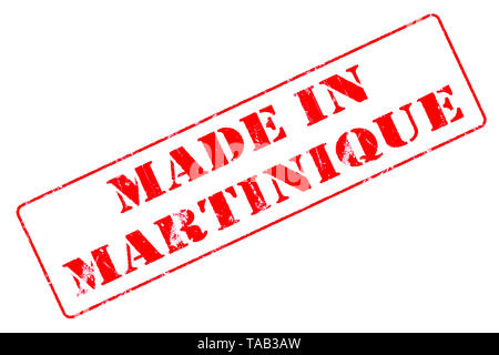 Rubber stamp with red ink on white background concept reading Made In Martinique Stock Photo