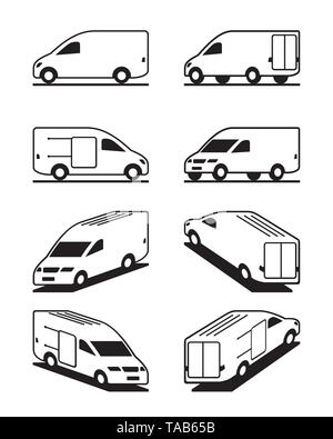Van in different perspective - vector illustration Stock Vector