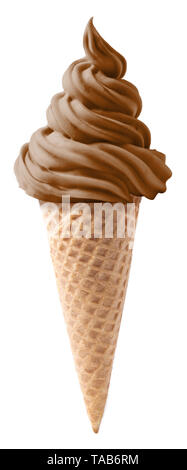 chocolate soft serve ice cream isolated on white background Stock Photo