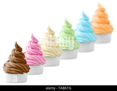 mixed soft ice cream sorts on a white background Stock Photo