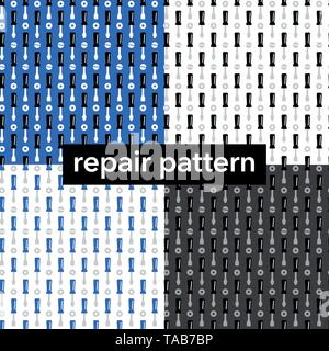 Set of seamless pattern of screwdrivers. Concept background for repair service. Stock Vector
