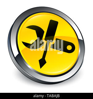 Settings isolated on 3d yellow round button abstract illustration Stock ...