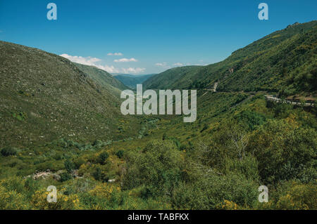 Zezere River valley, a long green canyon formed by glacier ...