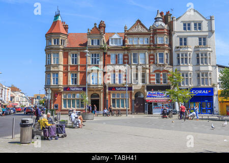 seaside town centre shops of clacton-on-sea, essex, england, uk, gb ...