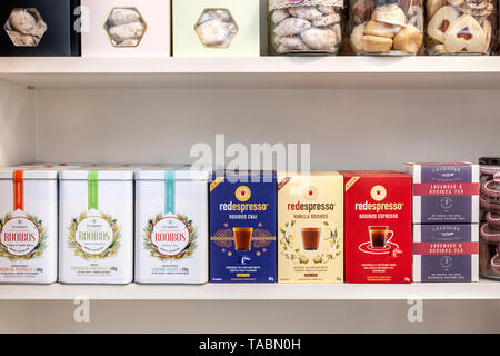 Cape Rooibos Tea Box Various brands of rooibos tea for sale on the shelves of Four & Twenty ...