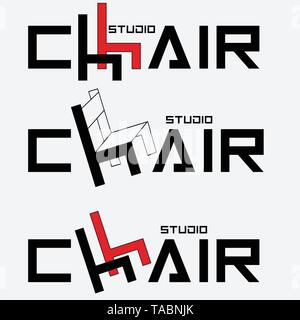 logo typographic studio chair with a letter in the form of a chair Stock Vector