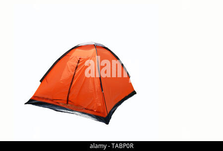 Tent isolated on white background / Colorful orange tent camping for outdoor travel Stock Photo