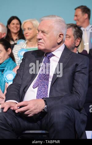 Former Czech President Vaclav Klaus at Brexit Party rally at London Olympia on 21 May 2019 before the European Election Vote on the 23 May Stock Photo