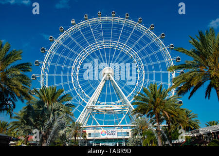 Orlando, Florida. May 16, 2019. Orlando Eye ride experience.The Wheel at ICON Park Orlando is a 400-foot-tall giant observation wheel in International Stock Photo