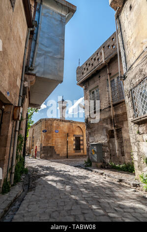 Ancient narrow streets of Gaziantep. With these specs Gaziantep is very similar to Halep city of Syria.Gaziantep Province, in the western part of Turk Stock Photo