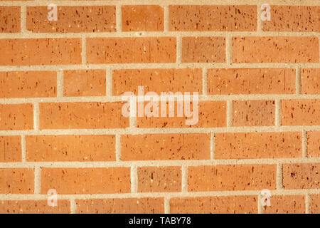red brick wall as background with large white joints Stock Photo