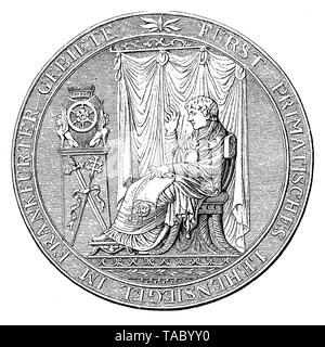 Fief seal of the prince-primate Karl Theodor Anton Maria von Dalberg (1744 - 1817) duke of Frankfurt Stock Photo