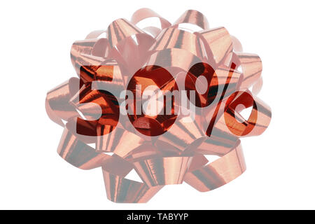 Half price symbol in the form of the number 50% in front of a gift loop Stock Photo