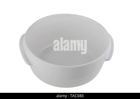 White ceramic baking dish with handles isolated on white background Stock Photo