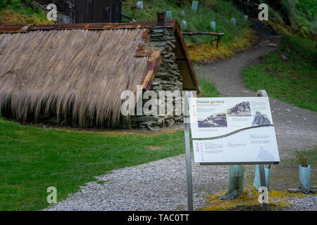 Arrowtown's historical Chinese settlement features many restored huts used by the Chinese miners during the 1880s, Arrowtown, South Island New Zealand Stock Photo