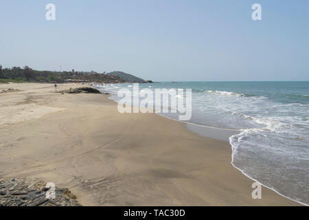 Anjuna, Goa / India - 04 03 2019, Beautiful Anjuna beach in the northern Goa, India. Popular beach vacations destination in Goa Stock Photo
