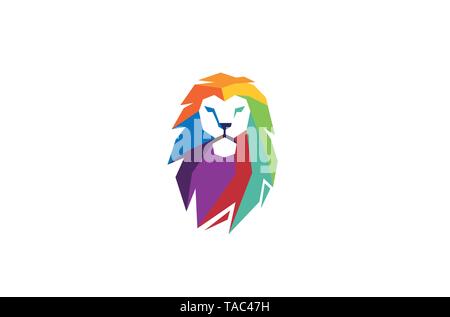 Colorful Creative Lion Head Logo Vector Design Icon Symbol Illustration Stock Vector