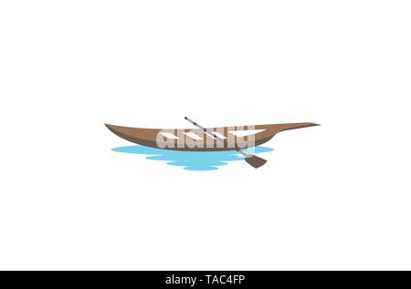 Creative Boat Sea Wood Logo Vector Design Icon Symbol Illustration Stock Vector