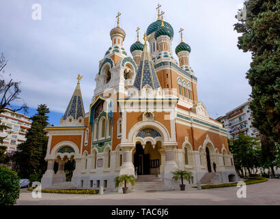 France, Nice, Russian Orthodox Church St. Nicholas Stock Photo