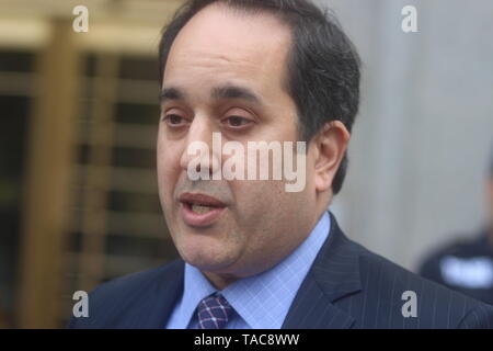 New York, USA. 23rd May, 2019. Lawyer Daniel L. Stein said his client banker Stephen M. Calk is not guilty for loans to Paul Manafort for a Trump job. Credit: Matthew Russell Lee/Alamy Live News