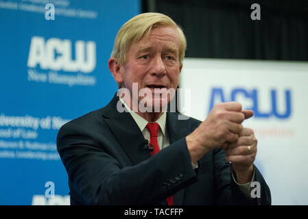 Concord, NH, USA May 23 2019.  Republican Presidential candidate and former Massachusetts Governor Bill Weld spoke to less than 100 people at the University of New Hampshire School of Law in Concord, NH.  The event, Civil Liberties & The Presidency, was organized by the New Hampshire American Civil Liberties Union (ACLU). Credit: Chuck Nacke/Alamy Live News Stock Photo