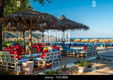 Amazing Golden Beach on Thasos, Aegean Sea, Greece Stock Photo