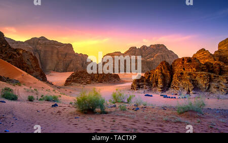 The red sand at the desert of Wadi Rum, Jordan. Stock Photo
