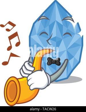 With trumpet aquamarine gem isolated with the mascot Stock Vector