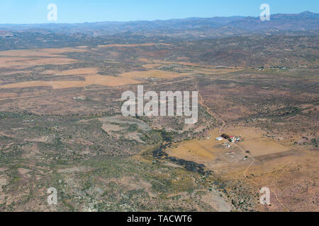 Aerial view of the landscape south of the town of Springbok in the Northern Cape Province of South Africa. Stock Photo