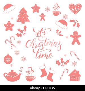 Its Christmas time brush calligraphy Stock Vector