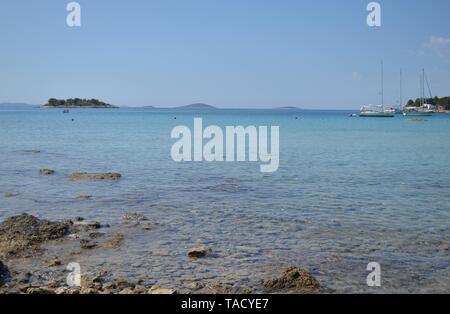 Beautiful Kosirina beach on a sunny summer day, Murter Island, Croatia Stock Photo