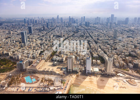 Tel Aviv skyline Israel beach aerial view city sea skyscrapers photo Stock Photo