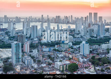 Cartagena skyline Colombia city skyscrapers sunset twilight evening Stock Photo