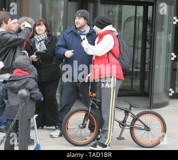 Rufus Hound spotted at Liverpool Hilton Hotel on a BMX Credit Ian Fairbrother/17�Թ����� Stock Photos Stock Photo