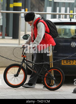 Rufus Hound spotted at Liverpool Hilton Hotel on a BMX Credit Ian Fairbrother/17�Թ����� Stock Photos Stock Photo