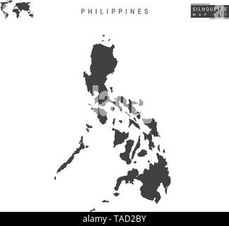 Philippines Vector Map Isolated on White Background. High-Detailed Black Silhouette Map of Philippines Stock Vector