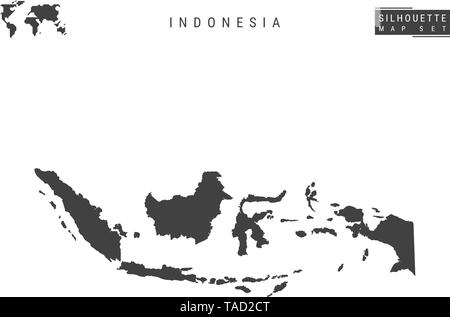 Indonesia Vector Map Isolated on White Background. High-Detailed Black Silhouette Map of Indonesia Stock Vector