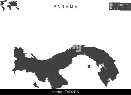 Panama Vector Map Isolated on White Background. High-Detailed Black Silhouette Map of Panama Stock Vector