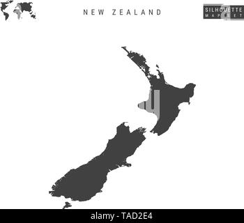 New Zealand Vector Map Isolated on White Background. High-Detailed Black Silhouette Map of New Zealand Stock Vector