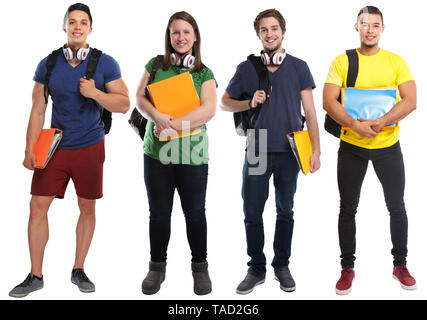 Group of students study education young people isolated on a white background Stock Photo
