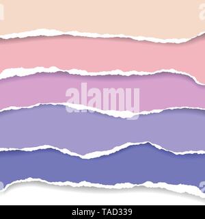 Realistic illustration of set of colorful torn papers with shadow and space for text. Suitable for infographic or header - vector Stock Vector