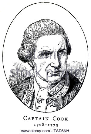 Captain James Cook 1728 - 1779 was a British explorer and captain in the Royal Navy, known for discovering Australia and New Zealand Stock Photo