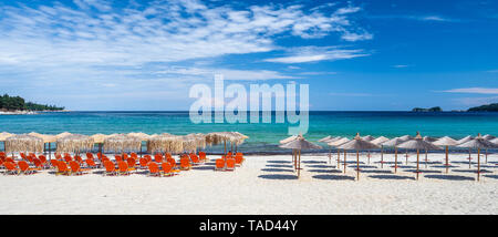Amazing Golden Beach on Thassos, Aegean Sea, Greece Stock Photo