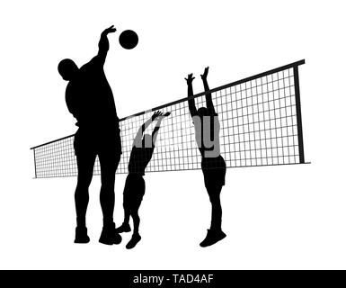 Men playing volleyball Stock Vector