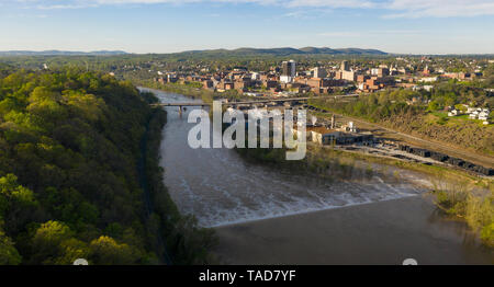 Riverside looking at downtown Lynchburg city center early morning light Stock Photo