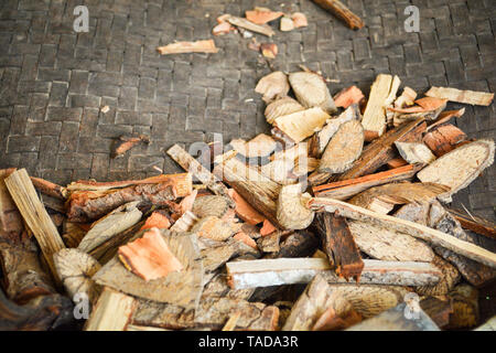 Natural herbal bark Medicines branch of dry on threshing basket - Traditional medicines in China selective focus Stock Photo