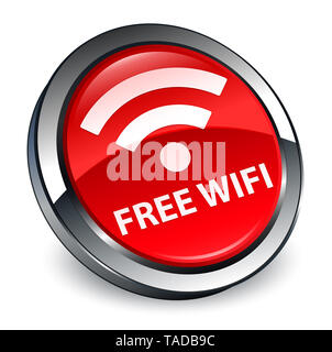 Free wifi isolated on 3d red round button abstract illustration Stock Photo