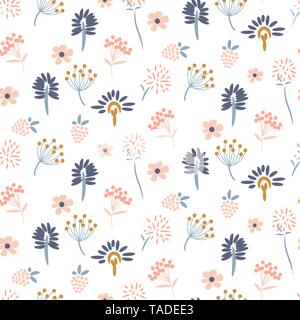 Flowers pastel colors seamless vector pattern. Stock Vector