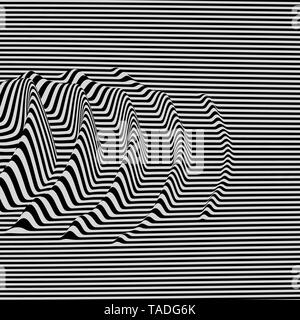 Striped abstraction. Wavy pattern with optical illusion. Background ...
