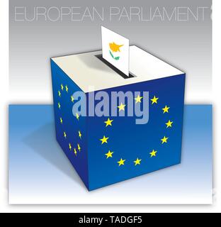 Cyprus voting box, European parliament elections, flag and national symbols, vector illustration Stock Vector